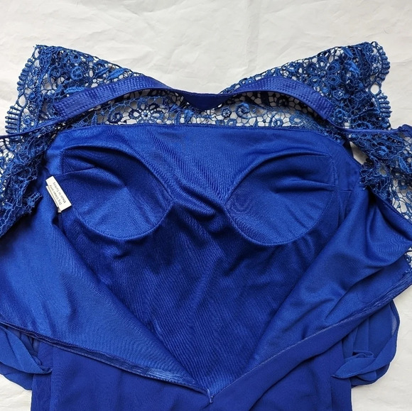 EllaBella Cobalt Blue Blouson Formal Dress - Size 3 with Lace  Details - Picture 7 of 10